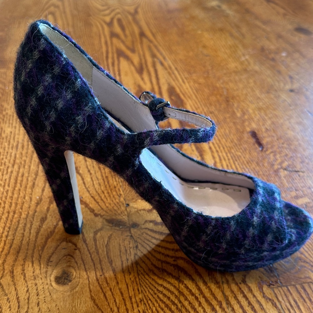 Miu Miu Purple and Black Checkered Heels
